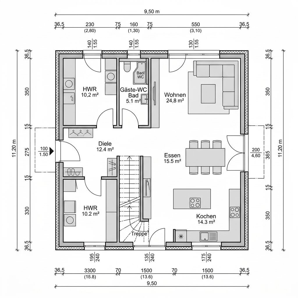 Grundriss Flair Flach 136 von SchwörerHaus — 136 m², 4 Zimmer