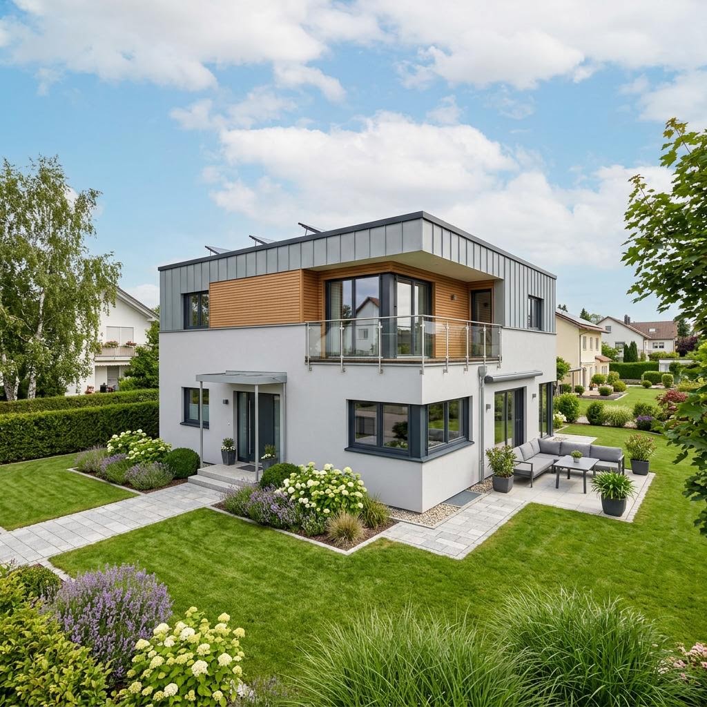 Kubushaus Flair 160 von SchwörerHaus mit Flachdach — kubisches Fertighaus im Bauhausstil mit 160 m²