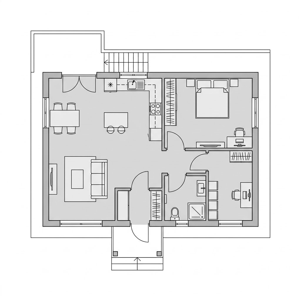 Grundriss Option 2VG von WeberHaus — 71 m², 2 Zimmer