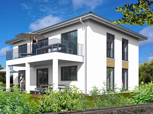 Stadtvilla Haas Z 168 A von Haas Fertigbau — Fertighaus-Stadtvilla mit 168 m² und Zeltdach