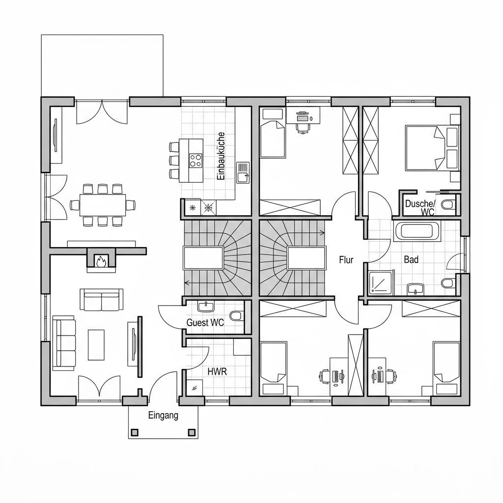 Grundriss Stadtvilla Signus von Kern-Haus — 154 m², 5 Zimmer