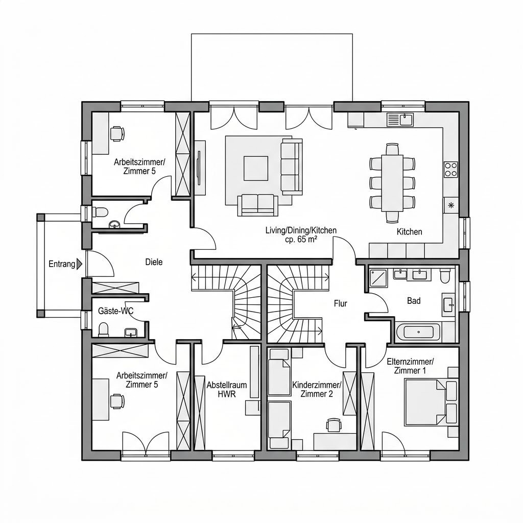 Grundriss LifeStyle 19.01 S von massa haus — 158 m², 5 Zimmer