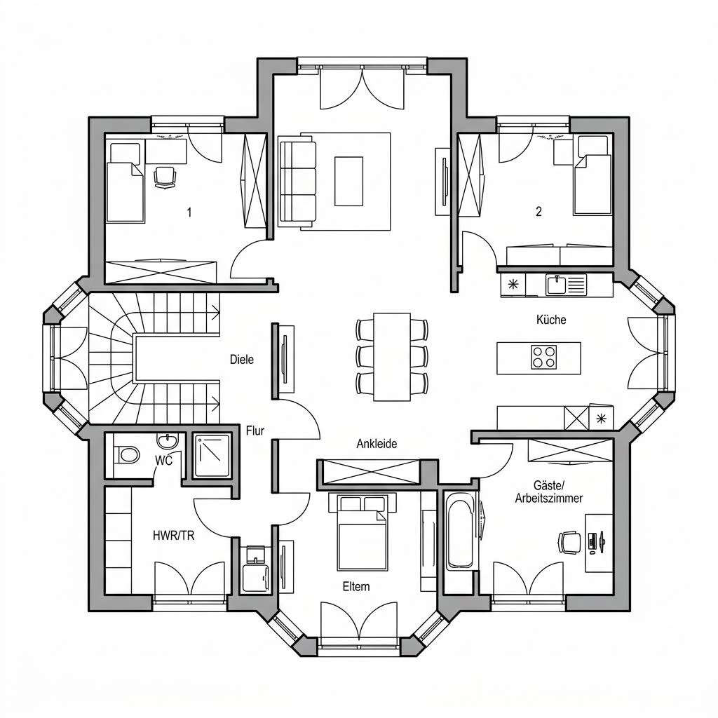 Grundriss CityLife 250 von WeberHaus — 172 m², 6 Zimmer