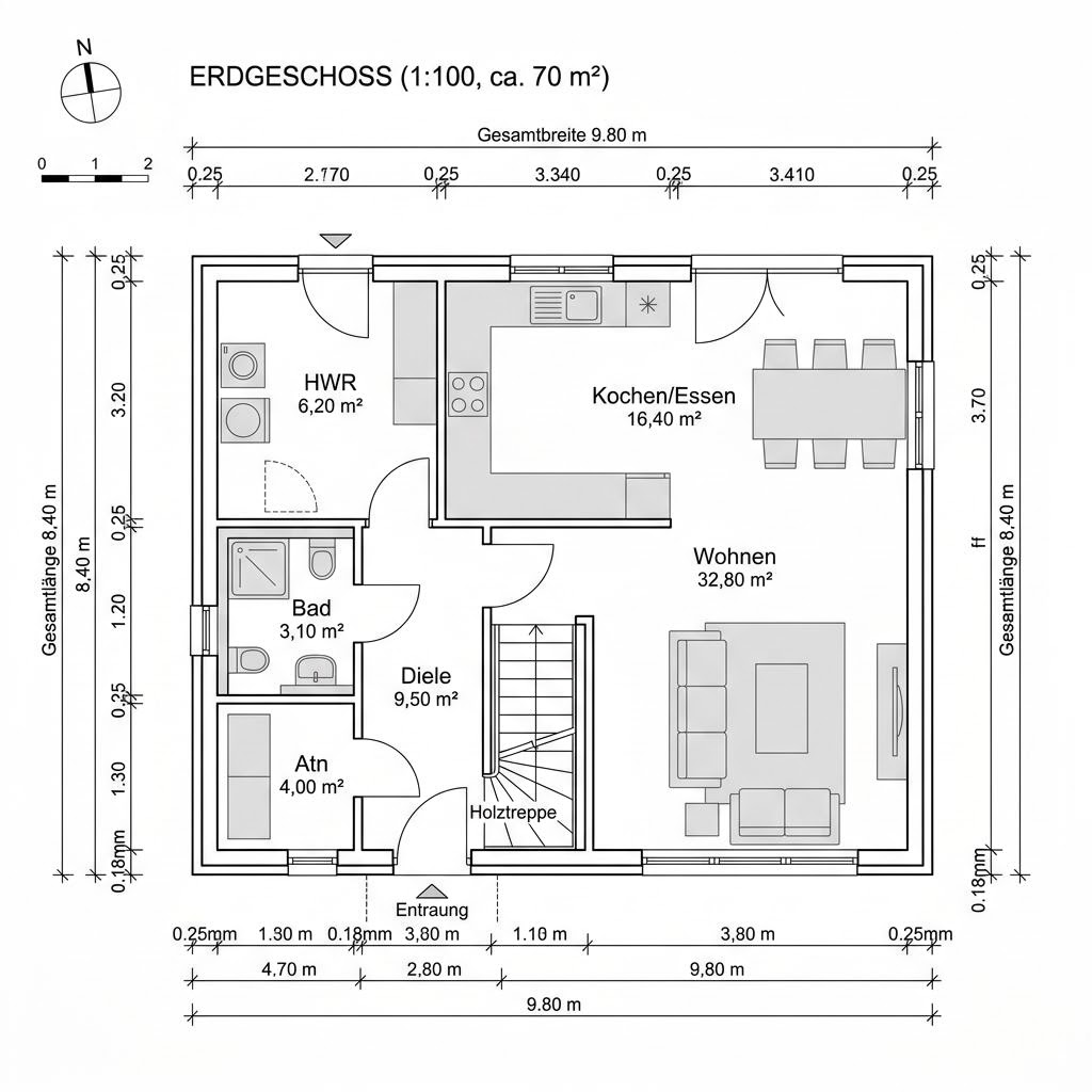 Grundriss Landhaus Nyborg 138 von Stommel Haus — 138 m², 5 Zimmer