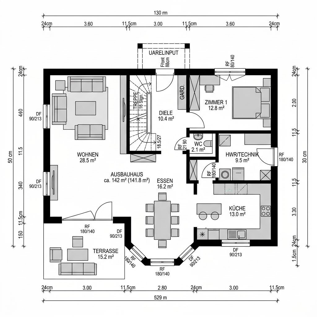 Grundriss CLOU 142 von STREIF Haus — 142 m², 5 Zimmer