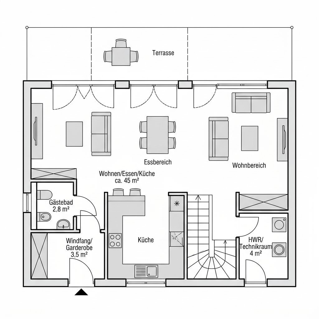 Grundriss Doppelhaus Mainz 128 von Town & Country Haus — 128 m², 5 Zimmer