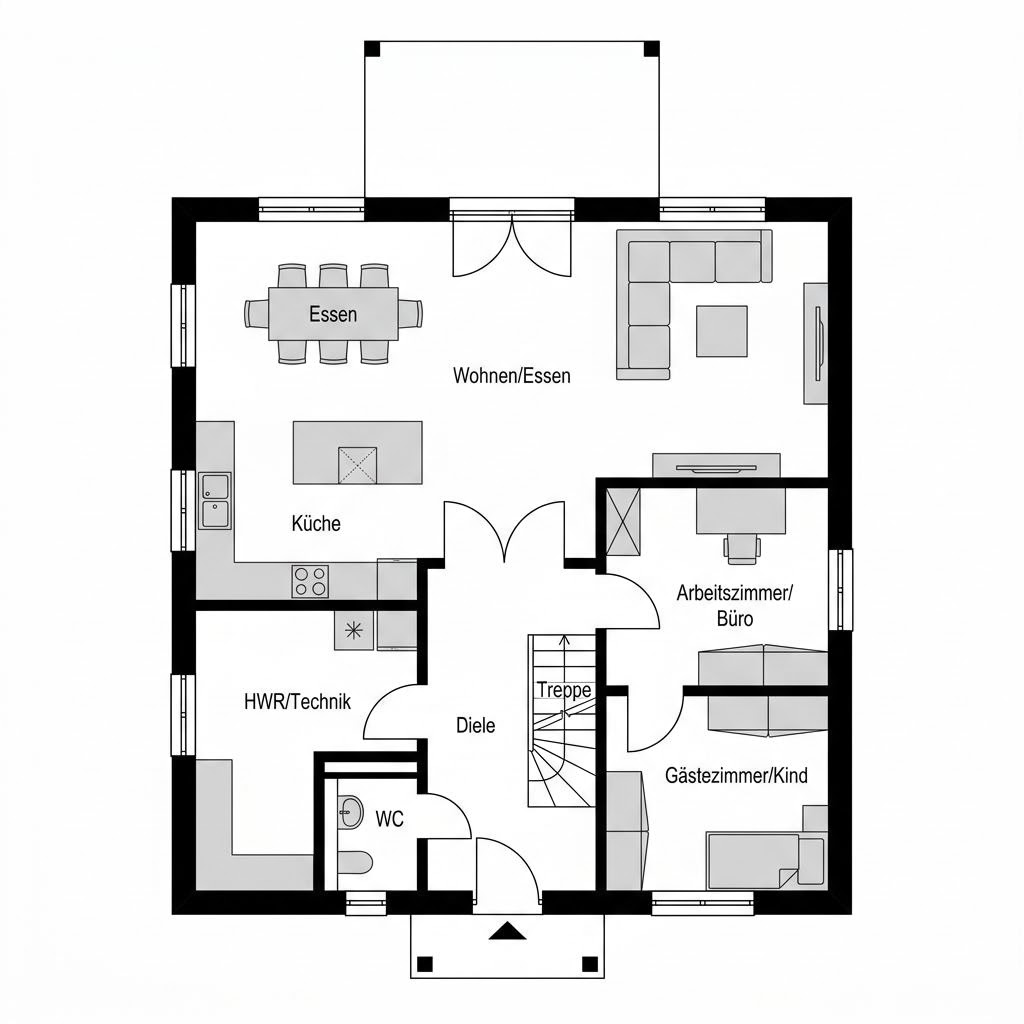 Grundriss Stadtvilla 145 von Town & Country Haus — 148 m², 5 Zimmer