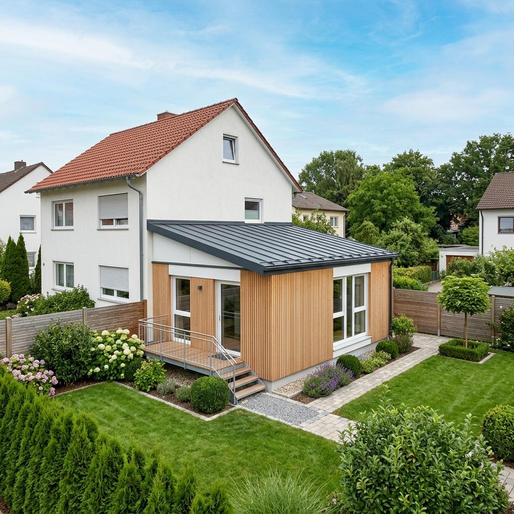 Aufstockungs-Modul Aufstockung Modul 60 von WeberHaus mit Pultdach — Fertighaus-Wohnmodul mit 60 m²