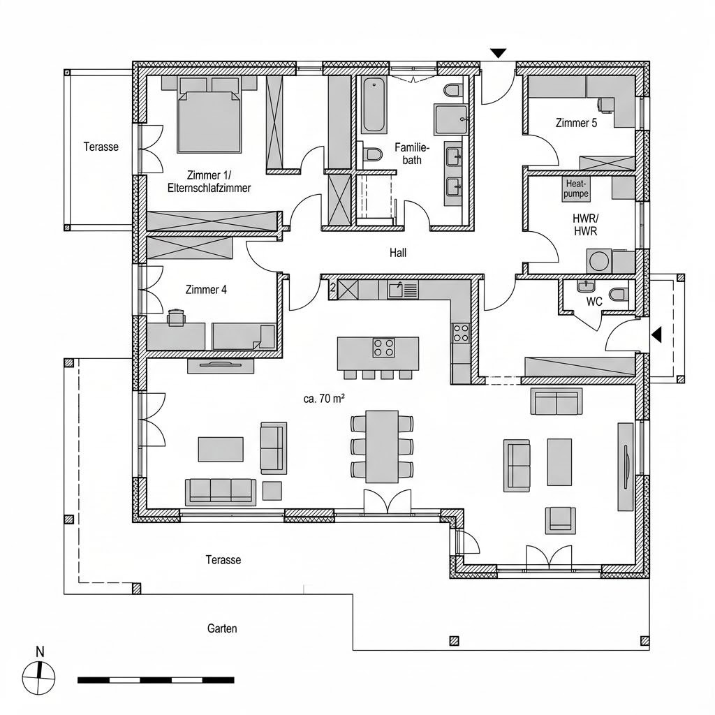 Grundriss Cubus 165 von WeberHaus — 165 m², 5 Zimmer