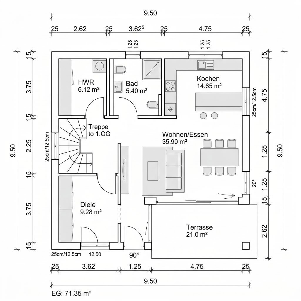 Grundriss Kubushaus City 142 von WeberHaus — 142 m², 5 Zimmer