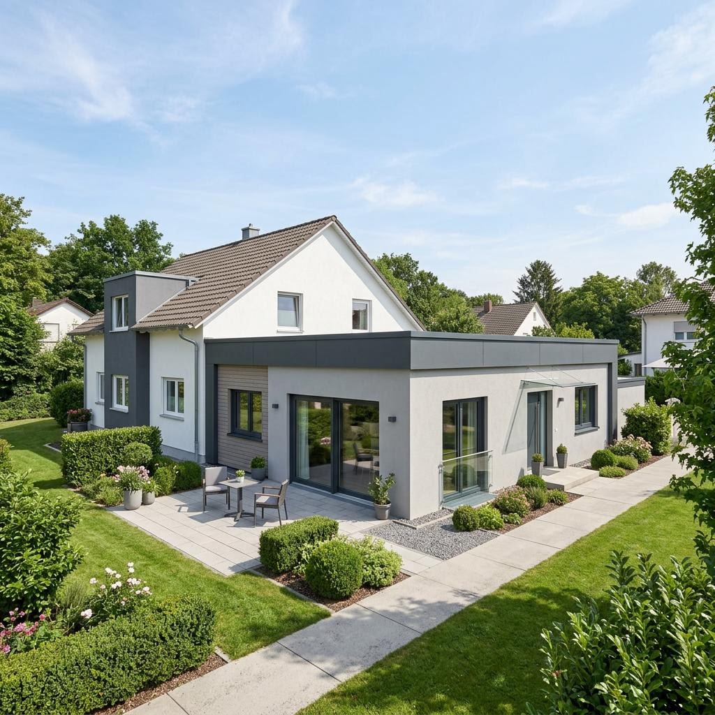 Anbau-Modul WohnModul Anbau 52 von WeberHaus mit Flachdach — Fertighaus-Wohnmodul mit 52 m²