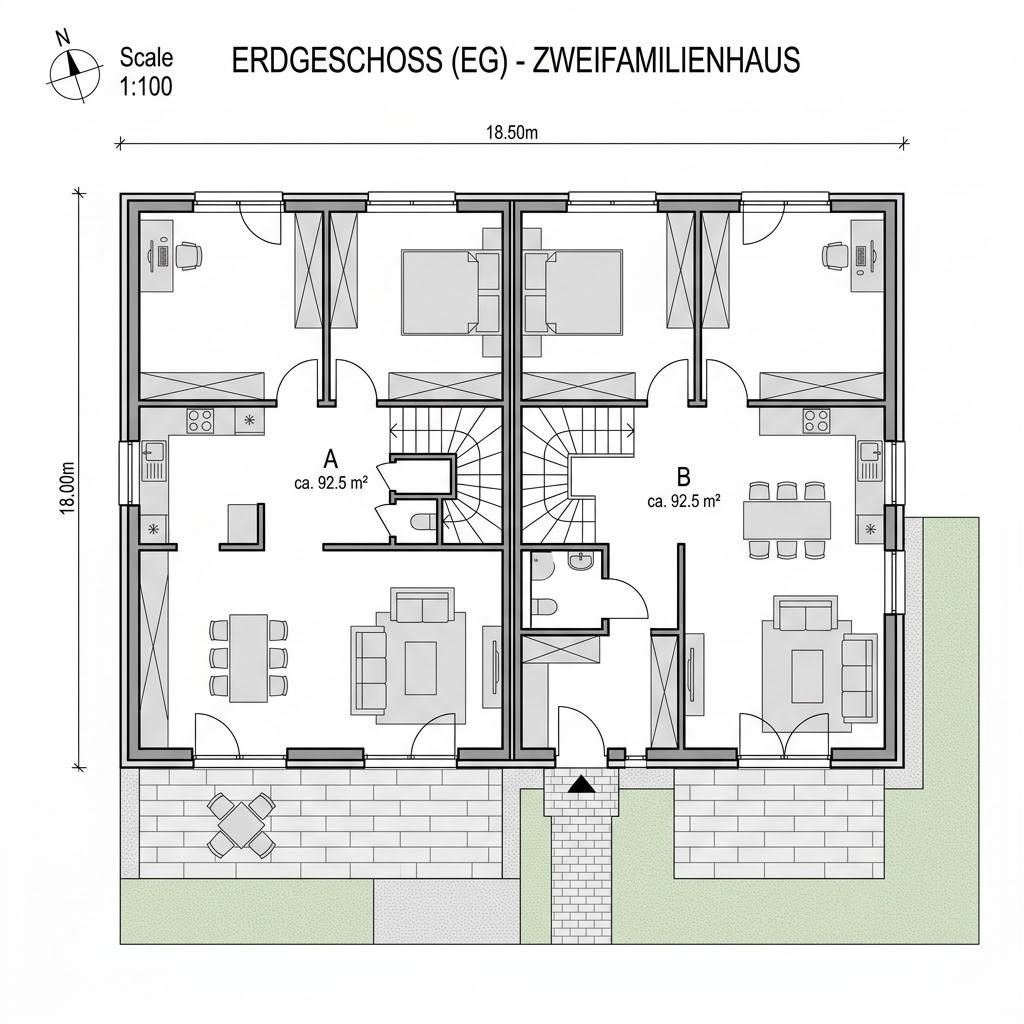Grundriss Generation Zweifamilienhaus 185 von WeberHaus — 185 m², 7 Zimmer