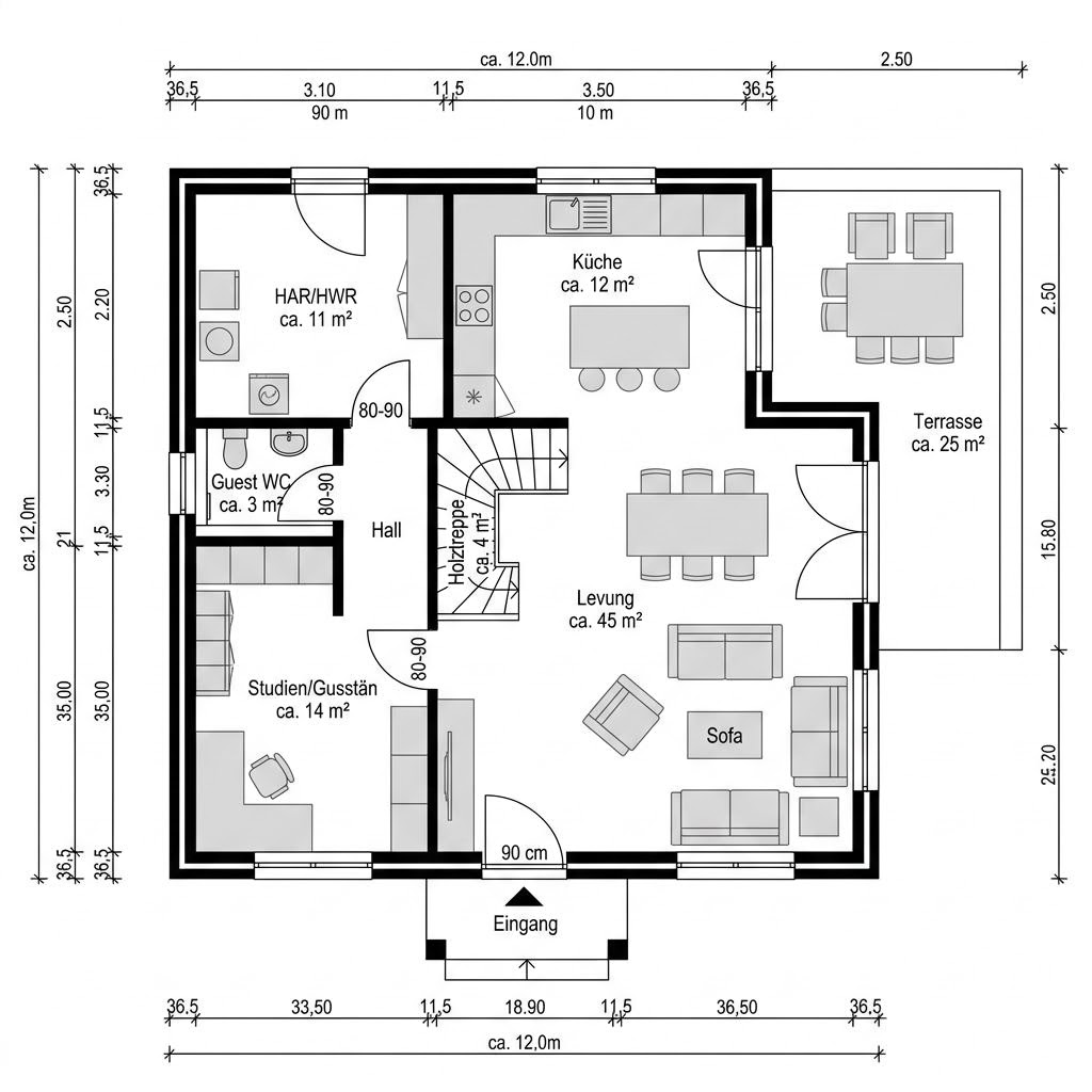 Grundriss Edition Select 125 von WOLF-HAUS — 125 m², 4 Zimmer