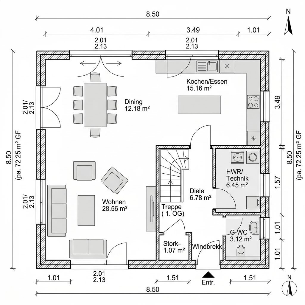 Grundriss Kubushaus Edition 144 von WOLF-HAUS — 144 m², 4 Zimmer