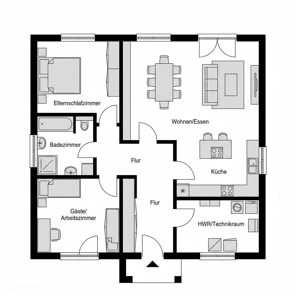 Grundriss BHS 122 von Ytong Bausatzhaus — 122 m², 5 Zimmer