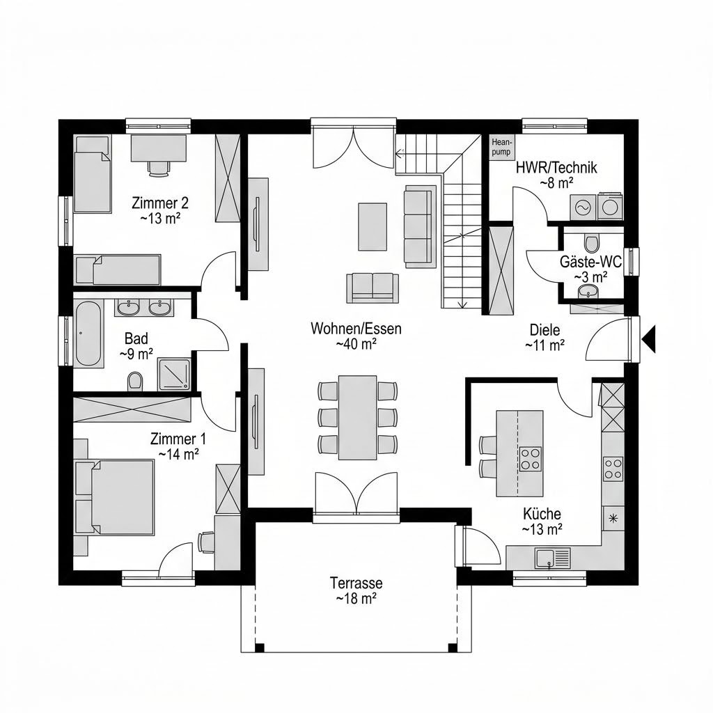 Grundriss BHS 146 von Ytong Bausatzhaus — 146 m², 5 Zimmer