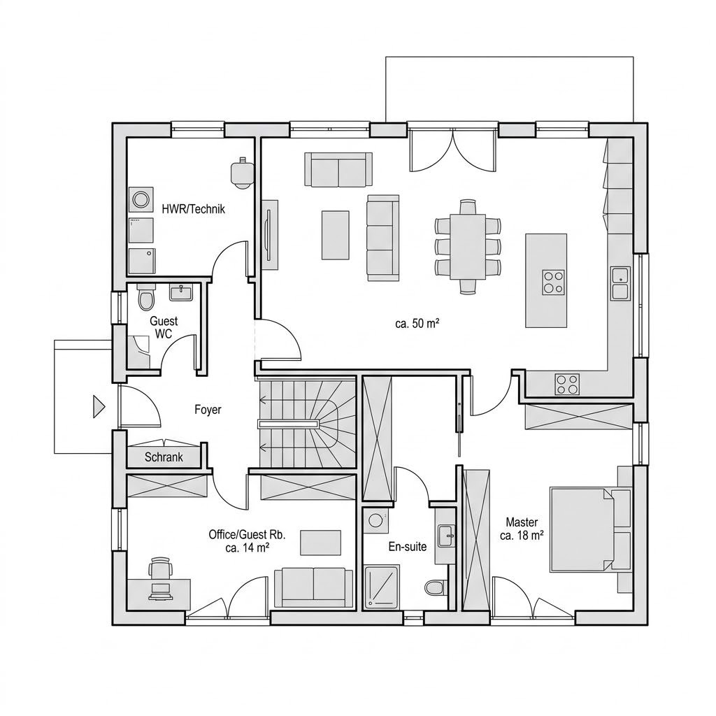 Grundriss EFH 146 von Ytong Bausatzhaus — 144 m², 5 Zimmer