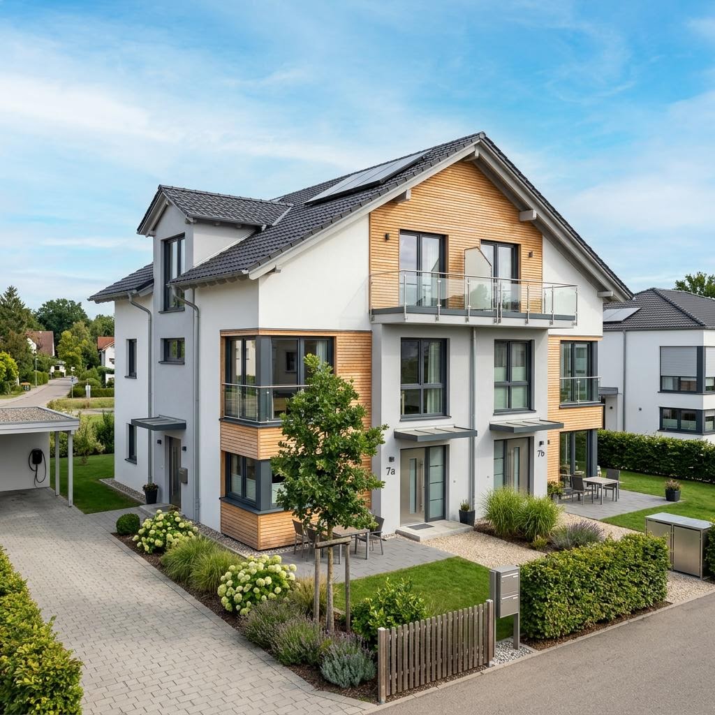 Zweifamilienhaus Family 194 von Danwood mit Satteldach — Fertighaus mit zwei Wohneinheiten und 194 m²