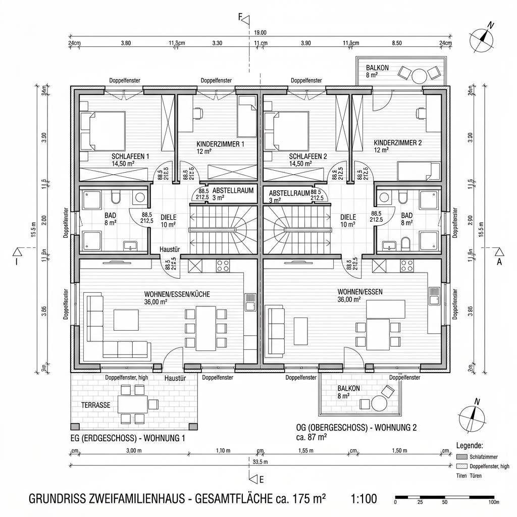 Grundriss Plus 175 von Danwood — 175 m², 6 Zimmer